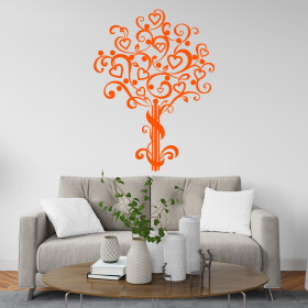 Veselá Stena Samolepka Srdiečkový strom Farba: oranžová, Veľkosť: 60 x 81 cm