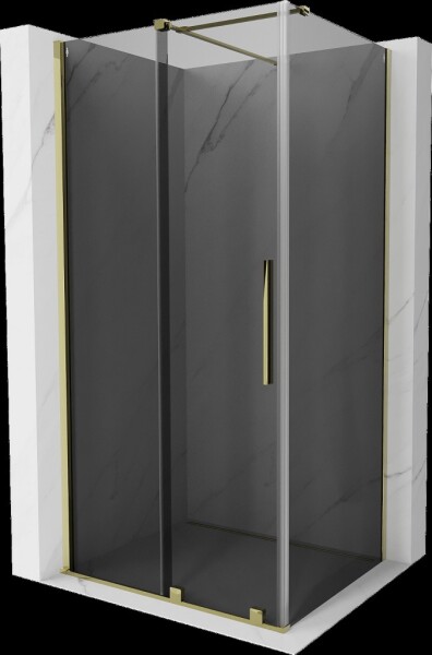 MEXEN/S - Velár sprchovací kút, posuvné dvere 90 x 85, grafit, zlato 871-090-085-41-50