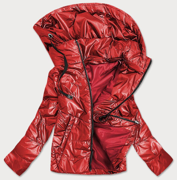 Červená lesklá dámská bunda kapucí model 16148058 S'WEST Barva: odcienie czerwieni, Velikost: