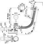 Alcadrain 1 - Alcadrain Sifón vaňový s napúšťaním prepadom pre hydromasážne vane, kov A566-273133-100 A566-273133-100