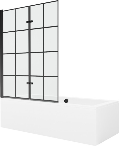 MEXEN/S - Cube obdĺžniková vaňa 180 x 80 cm s panelom + vaňová zástena 120, čierna vzor 550518080X92120027077