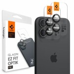 Spigen Glass tR EZ Fit Optik Pro 2 Pack ochranné sklo fotoaparátu pre Apple iPhone 16 16 PLUS čierna (AGL07921)