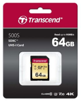 Transcend 500S SDXC 64GB / UHS-I / U3 / V30 / R: 95Mbs / W: 60MBs (TS64GSDC500S)