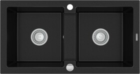 MEXEN - Mario granitový drez 2-bowl 820x436 mm, čierna 6504822000-77