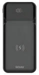 Savio BA-09 čierna / Powerbanka / 10000 mAh / bezdrôtové nabíjanie / USB-C, USB-A / PD, QC 20W (SAVBA-09)