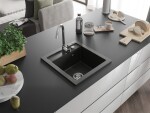 MEXEN MEXEN - Vito granitový drez 1-miska 520x490 mm, čierna / kovové zlato 6503521000-75