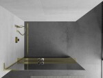 MEXEN/S - Kioto+ L Sprchová zástena WALK-IN s poličkou a držiakom uterákov 100 x 200, zrkadlová, zlatá 800-100-123-50-50