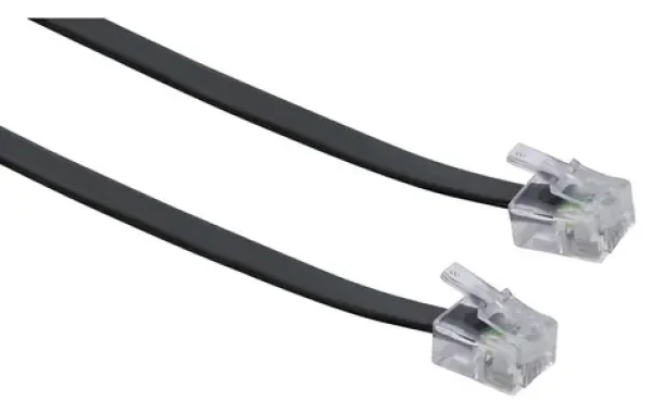 Schwaiger telefónny kábel RJ11-RJ11 plochý čierna / Telefónny kábel / 6 m / 4 žily (TAL6331533)