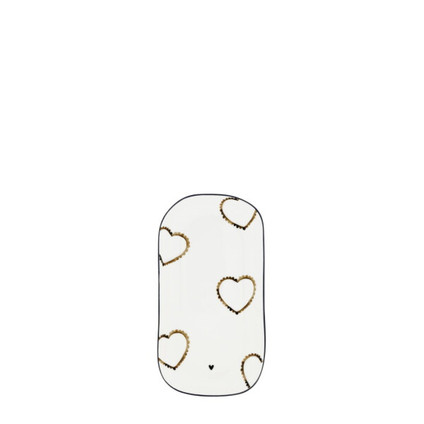 Bastion Collections Keramický oválny tanierik White/Brown srdce