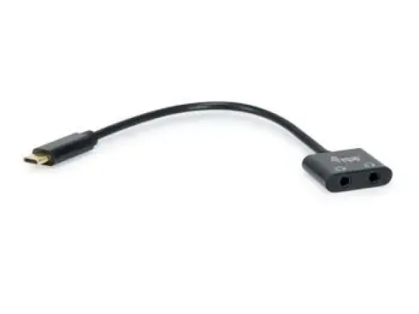Equip USB-C čierna / Audio adaptér / DAC / 2x Jack 3,5 mm / 0,15 m (133469)