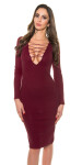 Sexy KouCla Ribbed Knit Dress with Sexy V-Neck Einheitsgroesse