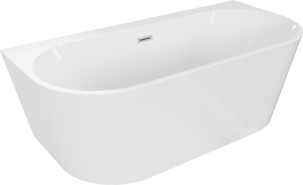 MEXEN/S - Oval+ voľne stojaca vaňa przyścienna 170 x 80, biela, sifón a prepad nikel kartáčovaná 52681708000-97