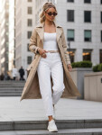 Dámsky dvojradový kabát s kapucňou FashionStreet camel TY5656 M