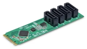 StarTech adaptér M.2 na 4X SATA / Adaptér / M.2 PCIe - 4X SATA / ASMedia ASM1064 (4P-SATA-M2-ADAPTER)