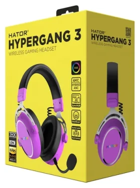 Hator ESH52 Hypergang 3 fialová / Herné bezdrôtové slúchadlá s mikrofónom / Hi-Res / ANC / Bluetooth 5.4 (ESH52)