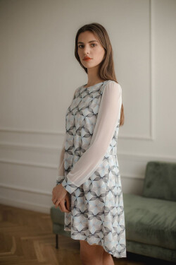 Dámske šaty L082 white/blue - Lenitif XL