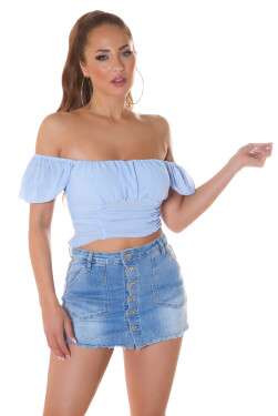 Trendy Off Shoulder Summer Top lilac Einheitsgroesse