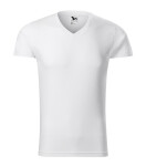 Pánske tričko Slim Fit s výstrihom do V biele S