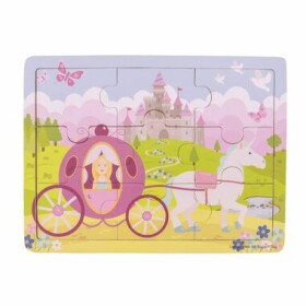 Bigjigs Toys Drevené puzzle princezná s kočiarom