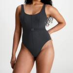 Dámske jednodielne plavky Monogram Rib KW0KW02151-BEH - Calvin Klein L