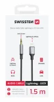 Swissten TEXTILE Audio adaptér Lightning - 3.5mm jack 1.5m čierna (73502307)