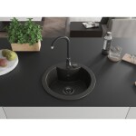 MEXEN/S MEXEN/S - Diego granitový drez 1 488 x 480 mm, čierna/zlatý metalík, + čierny sifón 6512481000-75-B