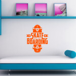 Veselá Stena Samolepka Skateboarding Farba: žlutá, Veľkosť: 60 x 47 cm