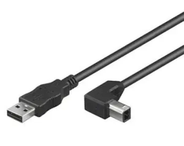 PremiumCord Kábel USB 2.0 AB 90° čierna / Kábel / USB 2.0 / 1 m (ku2ab1-90)