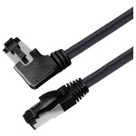 Maxtrack TI51-3L RJ45 sieťové káble, prepojovacie káble CAT 8.1 S/FTP 3 m čierna 90 ° Zatočený doprava, jednoduché tienenie 1 ks; TI51-3L