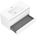 MEXEN/S - Rivel kúpeľňová skrinka 90 cm s umývadlom Otis, 2 zásuvky, reliéf, biela mat 91A20-09047-2-BFF01-W18M01