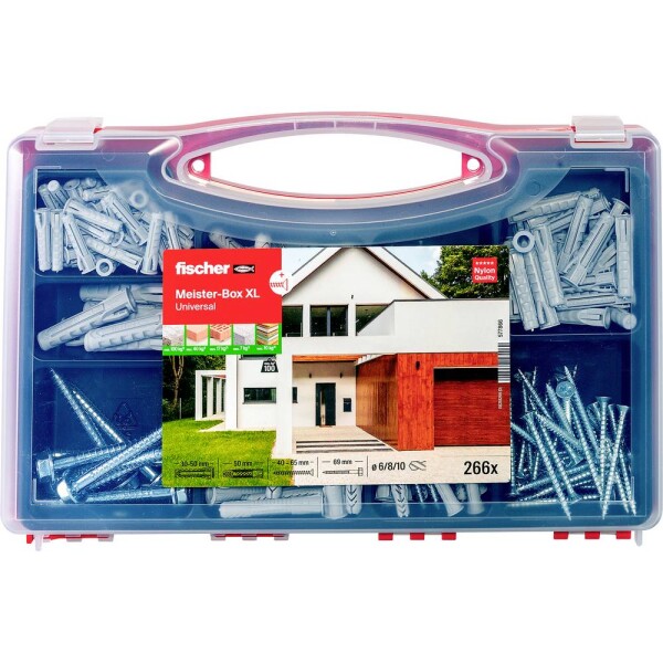 Fischer Meister-Box XL Universal + S box s výberom hmoždiniek 30 mm, 40 mm, 50 mm 577866 266 dielov; 577866