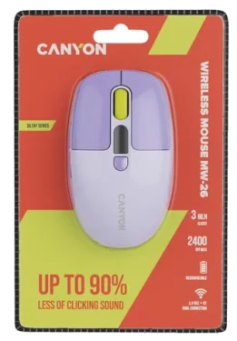 Canyon MW-26 fialová / Optická bezdrôtová myš / tichá / 800-1200-1600-2400 DPI / 6 tlačidiel / BT + 2,4 GHz (CNS-CMSW26V)