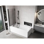 MEXEN - MIST vaňová zástena 140x150 cm 6mm 2-s, čierna, číra, ľavá 8A9-140-002-70-00-L