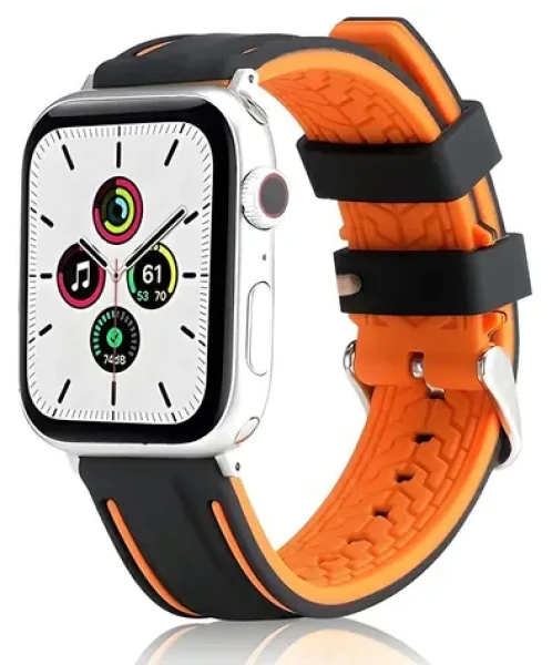 Beline SOLID Silicone oranžovo-čierny / Opasok pre Apple Watch / 42/44/45/49 mm