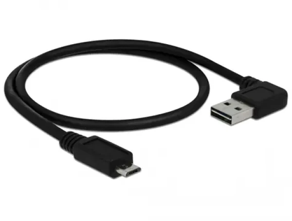 DeLock Kábel Easy-USB 2.0 Typ-A samec USB 2.0 Typ Micro-B samec 0.5 m čierna / pravouhlý (85163-D)