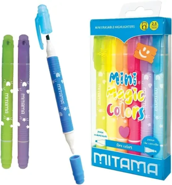 Mitama Magic Colors / Zvýrazňovač / Sada 6 ks / Vymazateľné / Dvojitý hrot / Pastelové farby (62573)