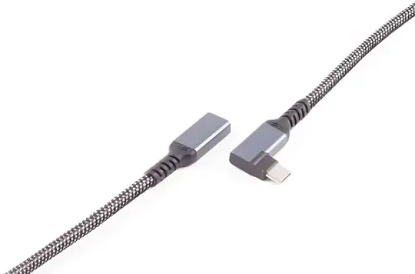 Shiverpeaks USB-C predlžovací kábel 90° textilný / Predlžovací kábel / USB-C (M) - USB-C (F) / USB 3.2 / PD / 1,5 m (BS14-74016)