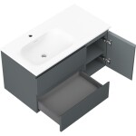 MEXEN/S - Orio kúpeľňová skrinka 90 cm s umývadlom Vela ľavá, 2S, 1D, grafit mat/biela mat 91A13-09047-3-BBFFF66-W23L01