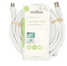 Nedis Koaxiálny kábel IEC(M)-IEC(F) biely / Koaxiálny kábel / 75 Ohm / 5 m / Dvojité tienenie (CSGL40000WT50)
