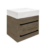 Kúpeľňová skrinka s umývadlom a čiernou úchytkou SAT Cube Way 60x53x46 cm dub Wellington mat CUBE46C602DWSATCWL CUBE46C602DWSATCWL