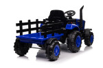 Mamido Mamido Detský elektrický traktor s vlečkou 12V 7Ah EVA kolesá ECO koža modrý