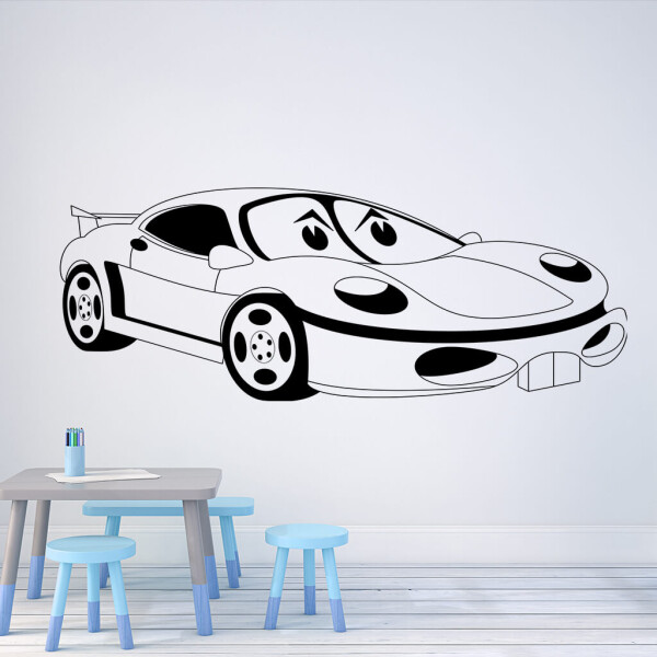 Veselá Stena Samolepka Detské autíčko Porsche Farba: černá, Veľkosť: 60 x 27 cm