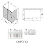 CERANO - Sprchovací kút Santoro Ľ/P - 8 mm - chróm, transparentné sklo - 140x70x195 - posuvný CER-8050BD7362