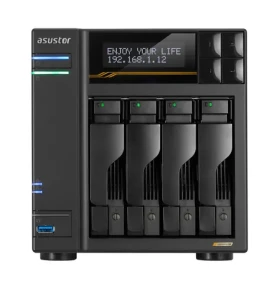 Asustor Lockerstor 4 Gen3 AS6804T 4-Bay / 4X M.2 SSD / AMD V3C14 / 16GB RAM / 5x USB / 2x 10GLAN / 2x 5GLAN (90-AS6804T00-MF30)