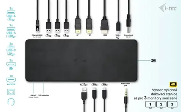 I-TEC USB-C Triple 4K Docking Station Gen 2 Pro / Dokovacia stanica / 2x DisplayPort + 1x HDMI / PD 100W / 6x USB (C31TRIPLEDOCKPDPRO2)