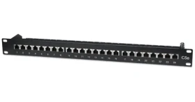 Intellinet 513487 čierna / Patch panel / Cat5e STP / 24 portov / RJ-45 / 1U / 19" (513487)