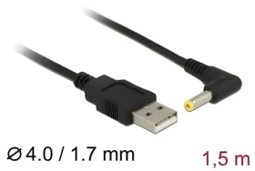 DeLock USB DC 4.0 x 1.7 mm samec 90 ° / Napájací kábel / 1.5 m (85544)