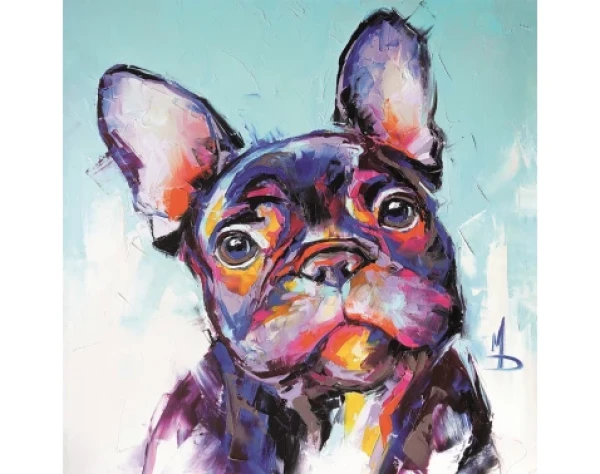 Obraz na plátne Francúzsky buldoček, 35x35 cm, efekt ručnej maľby%