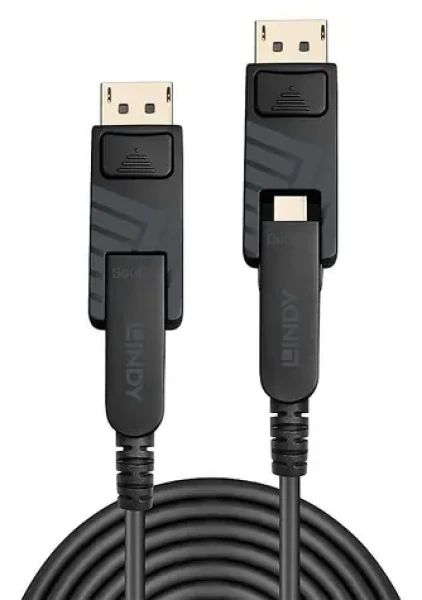 Lindy Fibre Optic Hybrid Mini DisplayPort 1.4 čierna / DisplayPort kábel / 20 m / 8K 60Hz / 32,4 Gbit / s (38481)