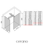 CERANO - Sprchová zástena Walk-in Onyx TL/P - 8 mm - hranatá vzpera - čierna matná, transparentné sklo - 160x140x200 CER-8050BD2852